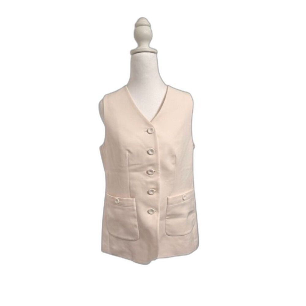 Anne Klein, Cream Tailored Button-Front Vest, Size 6 Petite (NWT) - Picture 2 of 7